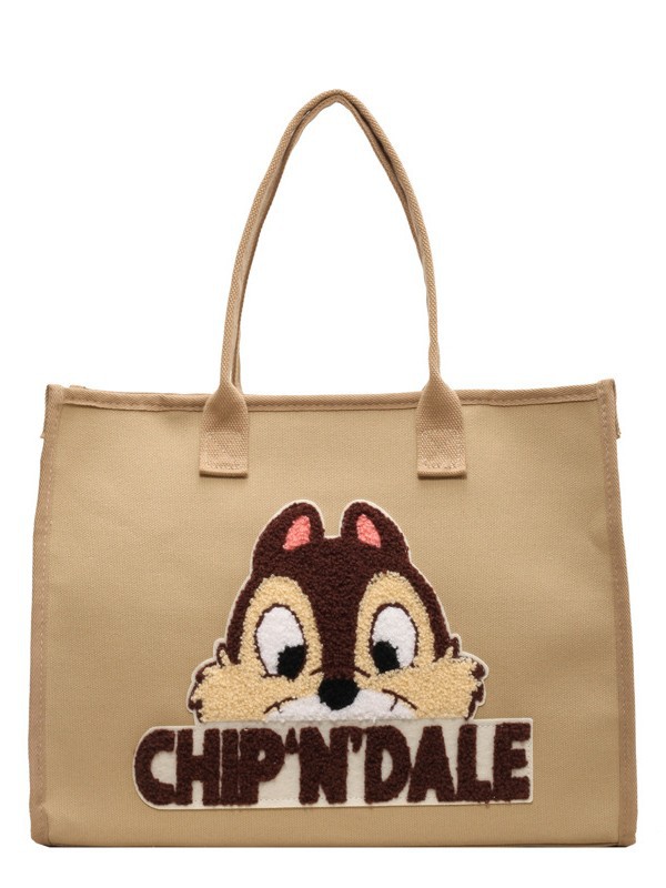 Bolsa de lona de gran capacidad para mujeres 2025 nuevo estilo urbano minimalista de moda de dibujos animados portátil de hombro para viajar bolsa