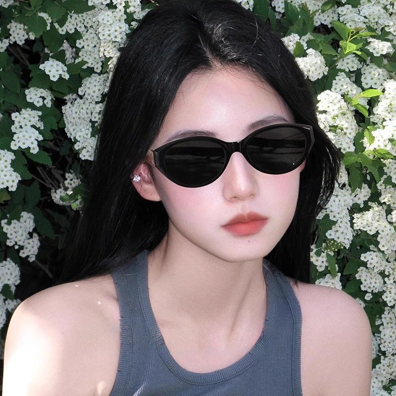 韩系猫眼木纹墨镜女款窄框适合方圆脸高级感夏日度假拍照太阳眼镜|undefined