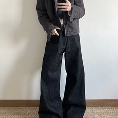 美式水洗原牛宽松直筒A字复古牛仔裤男女潮牌高街拖地长裤休闲裤