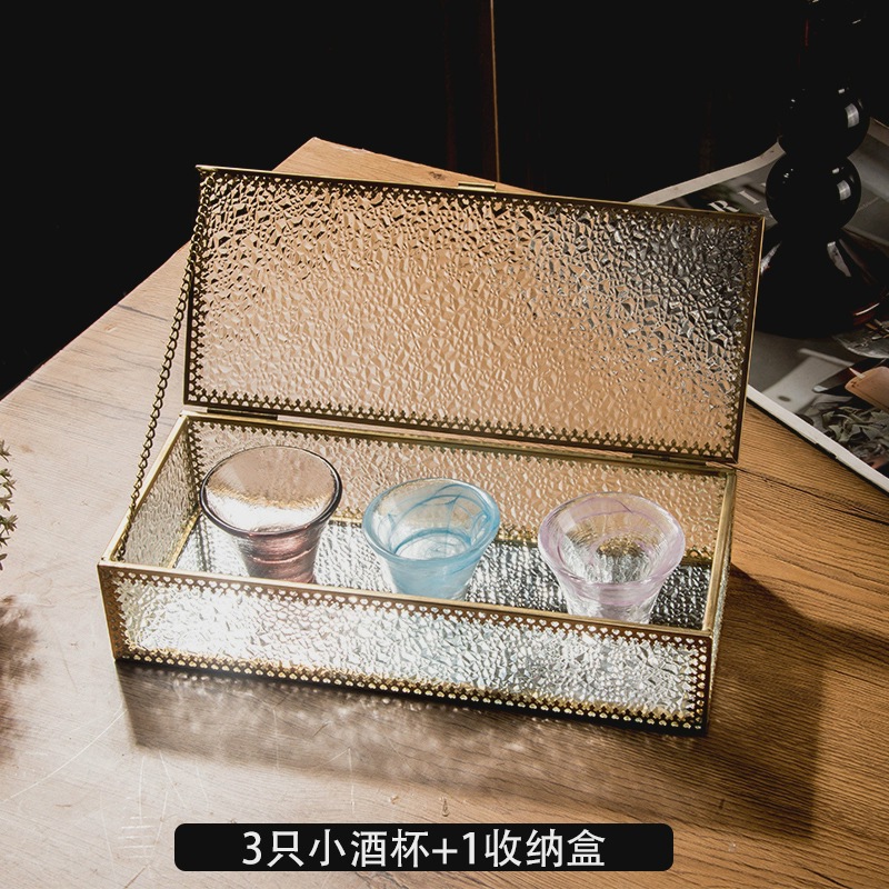 Small wine glass (pink + cloud blue + purple) + storage box