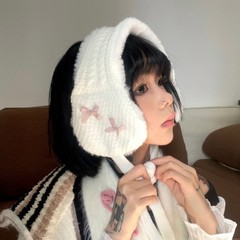 ニットの耳カバー付きのchi蝶結び冬の防寒保温耳包学生のぬいぐるみ耳の暖かい毛糸耳のカバー
