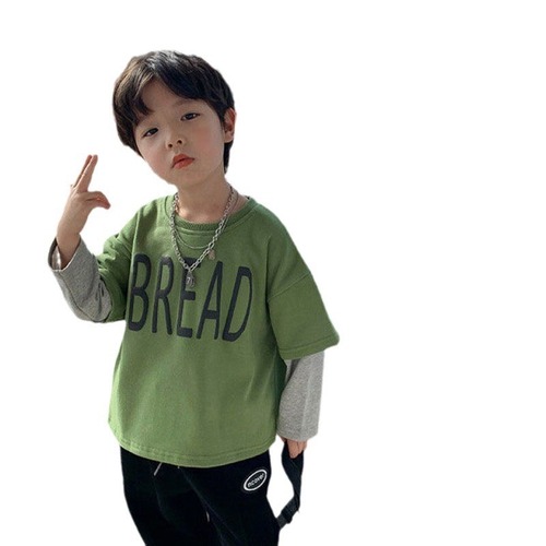 Children's pure cotton T-shirt spring and autumn set boy long sleeve two-piece casual top boy baby round neck stylish clothes