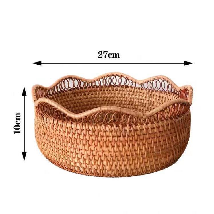 Cestas de almacenamiento de frutas de caña trenzadas vietnamitas canasta de sala de estar casera de bocadillos cestas de dulces creativas canasta de frutas secas caja