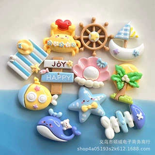 度假海洋沙滩卡通手工diy奶油胶手机壳头饰发夹饰品树脂配件材料