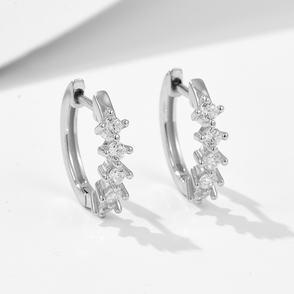 Europa y América, comercio exterior, círculo transfronterizo, diamante en forma de C, circón, moda personalizada, pendientes de plata esterlina s925, pendientes, accesorios para orejas