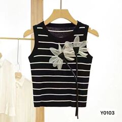 小香風針織吊帶背心女夏季新款修身洋氣減齡圓領重工立體花朵背心