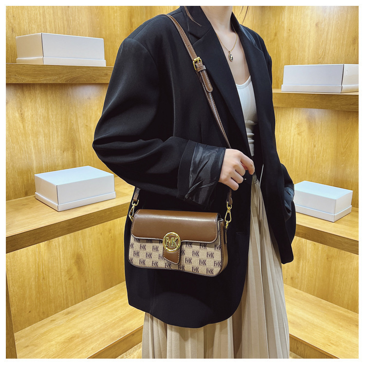 Borsa a tracolla Nicchia di personalità Nuova borsa a tracolla abbinata a colori con stampa retrò di alta qualità Borsa da donna per pendolarismo quotidiano_voghion.com