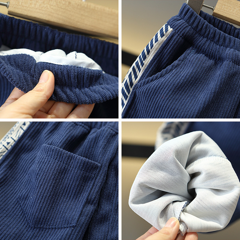 7726 traje de primavera para niños 2025 nuevo traje casual de dos piezas para niños ropa de pana de primavera y otoño fresco de moda para bebés