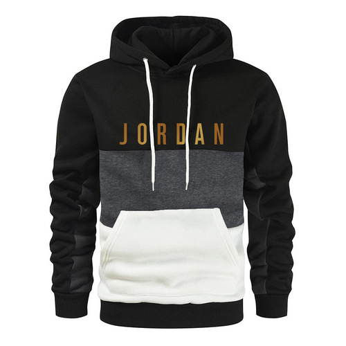 New Men's Plaid Hooded Sweatshirt Sweatshirt for Autumn/Winter Warmth Tri-Color Hooded Sweatshirt Sports Top Striped