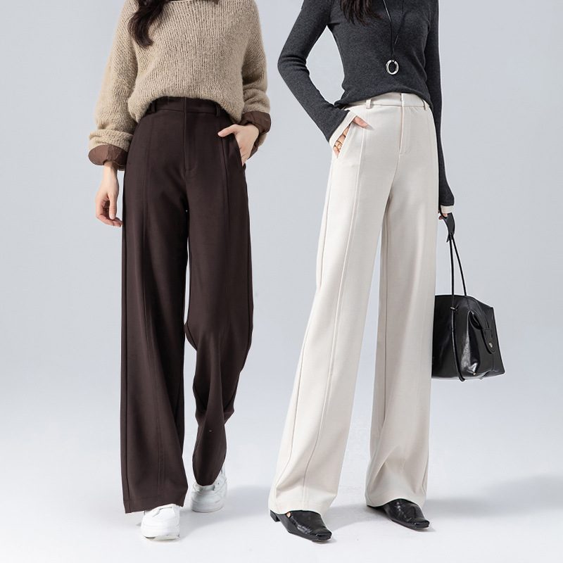 Old Money Style Tencel Wool Slim Straight Pants for Women, Draped and Elegant, 2026 Autumn Women's Commuting Suit Pants, Wide Leg