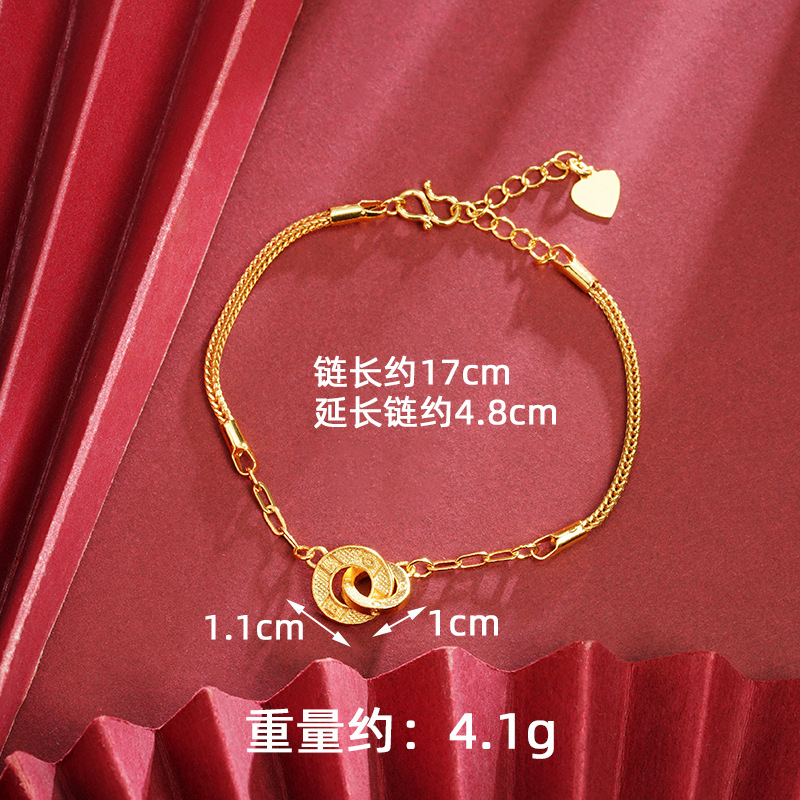 Nuevo collar de oro de arena vietnamita ligero lujoso anillo de viento entrelazado pulsera femenina de alta calidad no se desvanece joyas