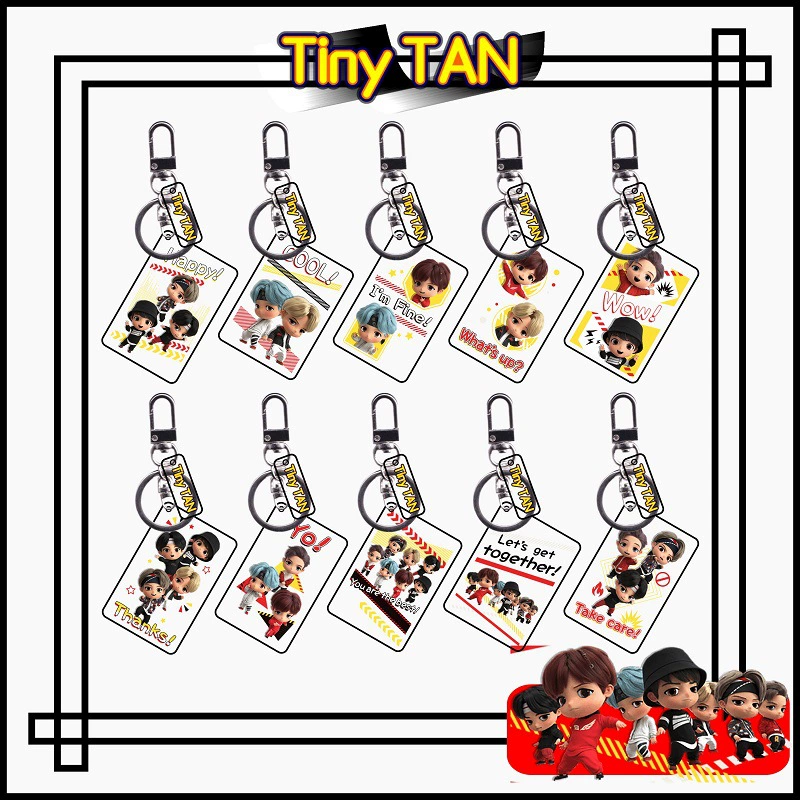 Acrylic double‑layer keychain (TinyTAN), transparent edge, cartoon group design, lightweight 10 variants
