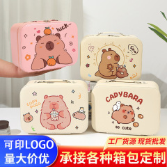 現品カピバラカピバラ化粧ポーチ鏡つき子供お誕生日お土産収納ポーチケース手提げ化粧箱