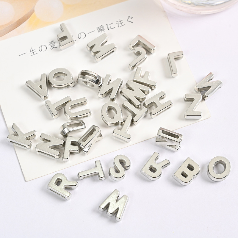 12mm Three-Dimensional Letters, 26 English Alphabet Letters, Name Pinyin Pendant Necklace Bracelet Loose Beads Handmade DIY Accessories