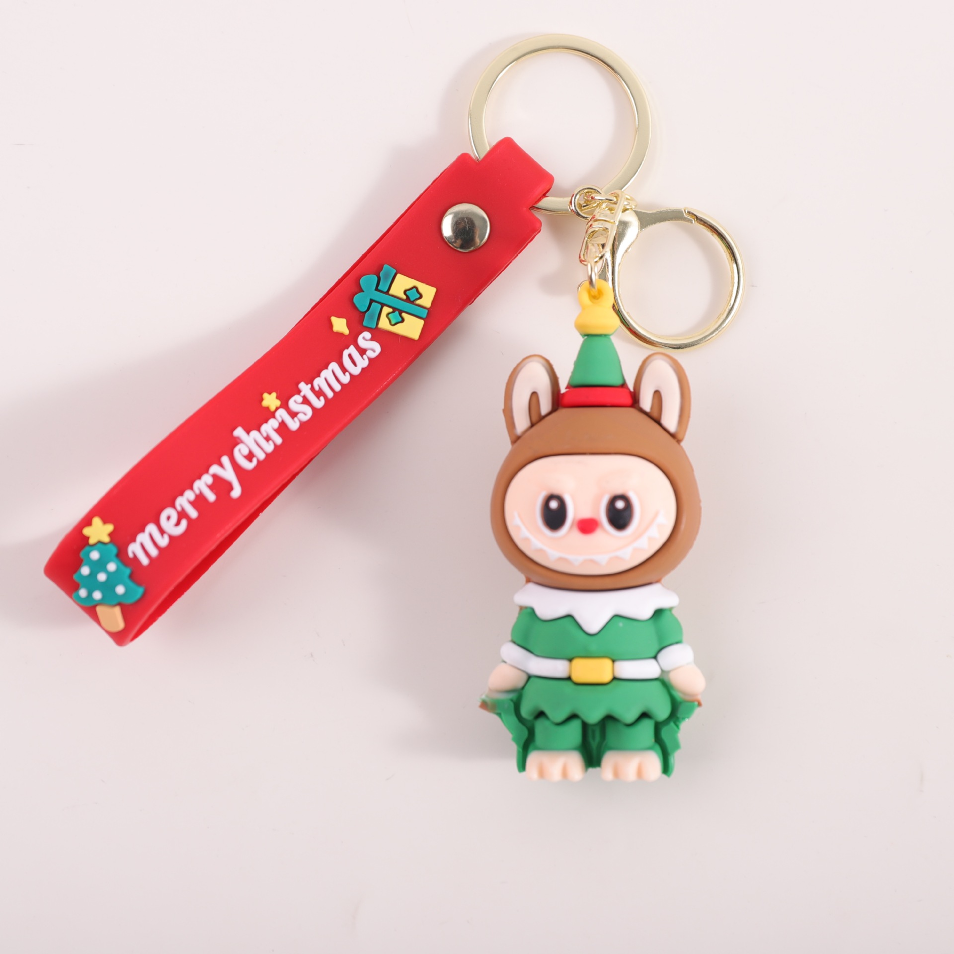 Navidad labubu colgante llavero muñeca dibujos animados pegamento suave labubu bolso pequeño colgante al por mayor