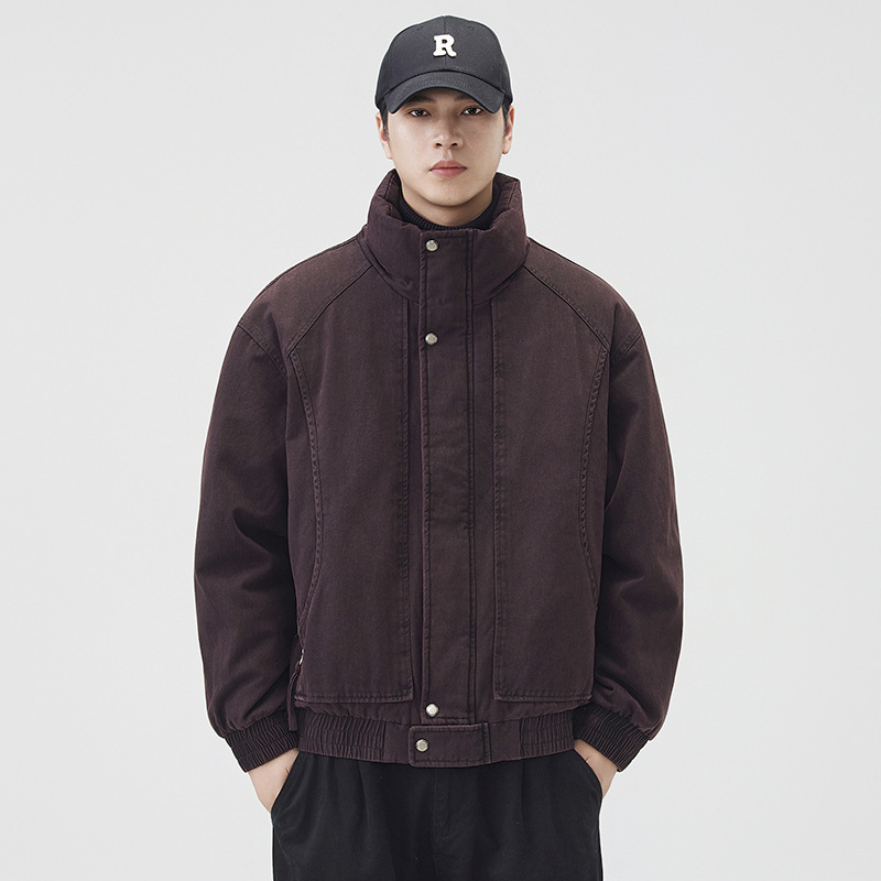 2025 otoño y invierno nuevo tipo de chaqueta de plumón hombre retro lavado en agua montaña chaqueta al aire libre Meichao chaqueta de vuelo de alta calle