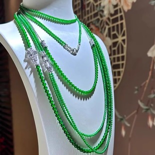 Jadeite Millet Bead Necklace Guatemala Jadeite Treated Bead Chain Full Green Sun Green Bracelet Multi-Circle Bracelet Jade Beads