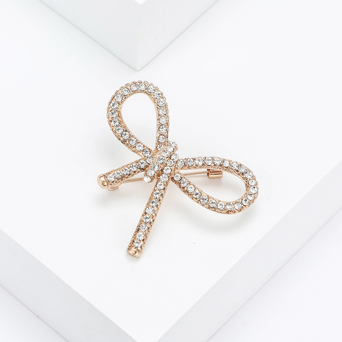 Daily, Street Occasion Simple Style Pin Bow Knot Alloy Plating Inlay Rhinestones Women's Brooches