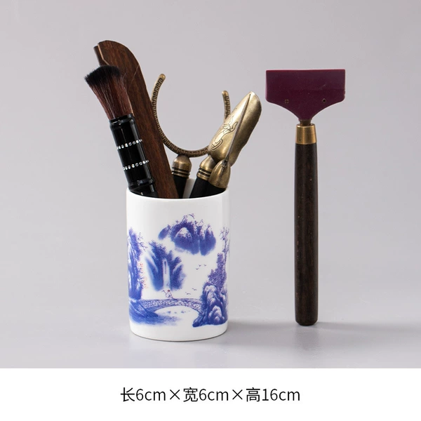 Mutton Fat Jade Porcelain-Mountain Family-Tegong Tea Scratcher Set of Six