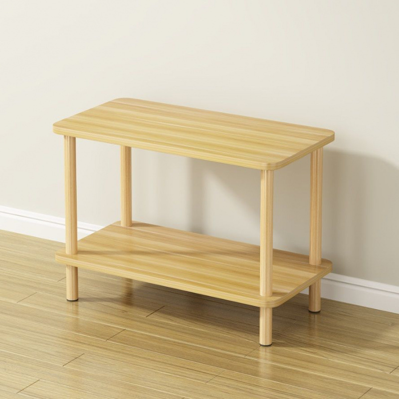 Mesa auxiliar de sofá de doble capa, mesa de té pequeña y sencilla, mesa para sala de estar de apartamento pequeño, mini mesa para dormitorio, venta al por mayor de fábrica.