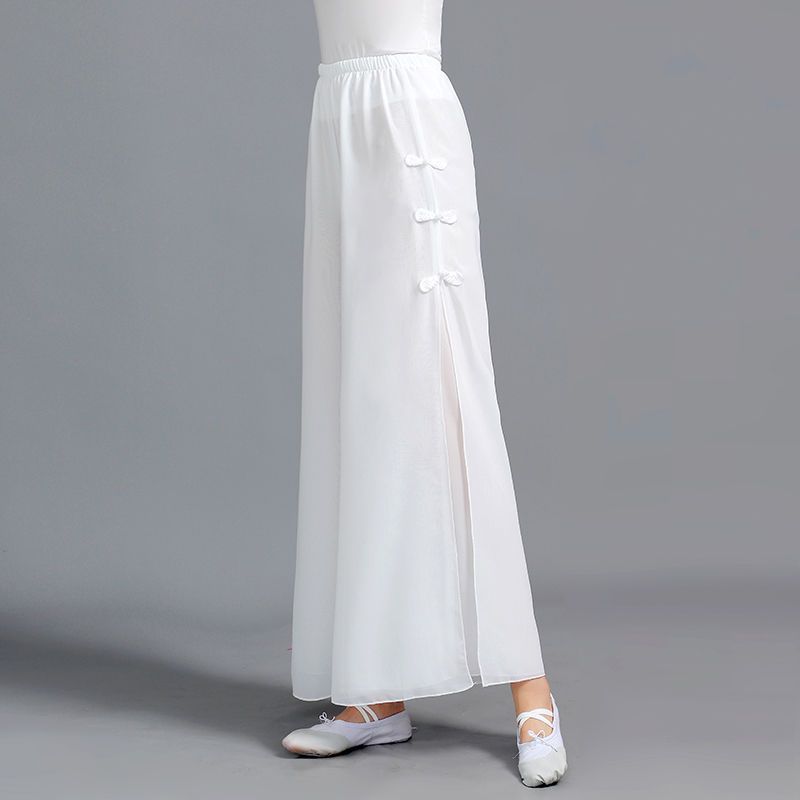 Classical Dance Pants, Classical Practice Clothes, Women's Elegant Clothes, Chinese Gauze Clothes, Modern Ethnic Dance Chiffon Double-Layer Dance