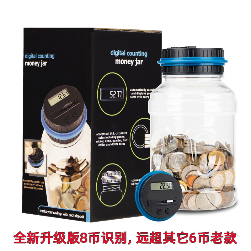 Cuenta electrónica grande cambio de monedas hucha ahorro cubo inteligente creativo hucha llena de juguetes para niños