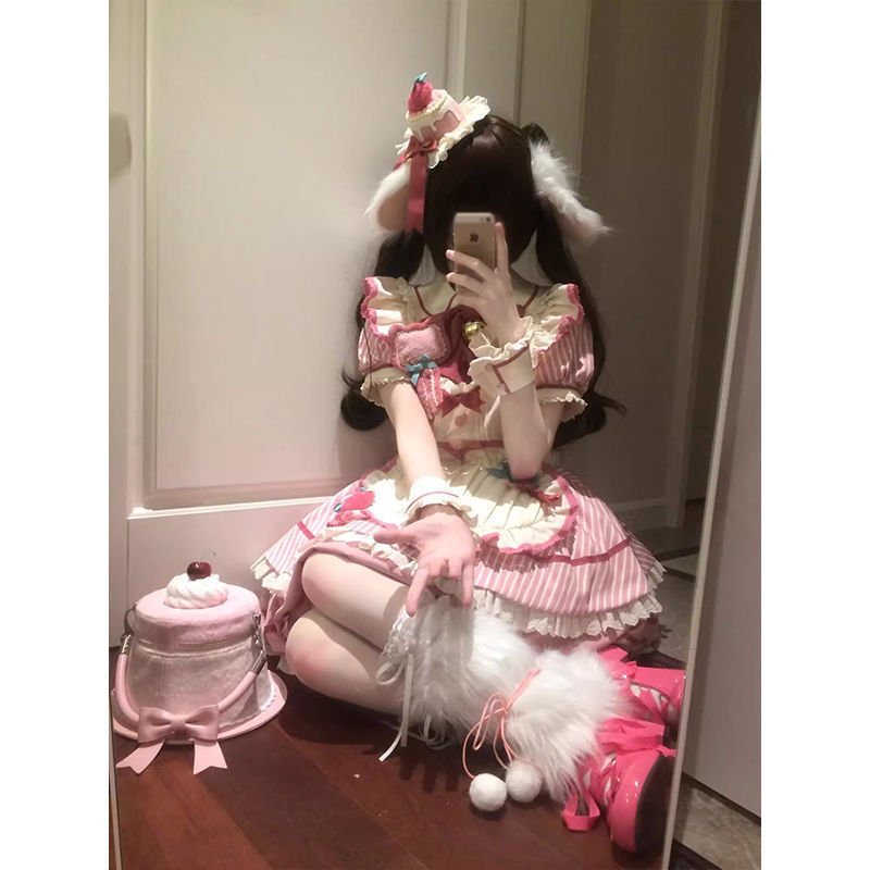 ピンクの花のつぼみスカート ロリータ OP かわいいデイリーライト ロプリンセスドレス ロリータスカートは東南アジアを支えます|undefined