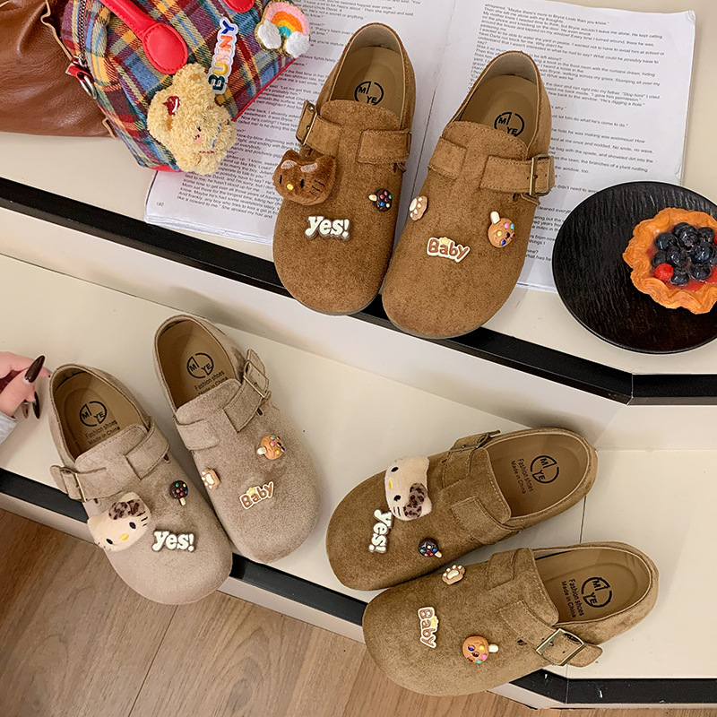Zapatos de mujer de suela gruesa de dibujos animados 2026 primavera nuevos zapatos Lefour dos zapatos casuales para aumentar la altura de un solo zapato muffins zapatos burkin