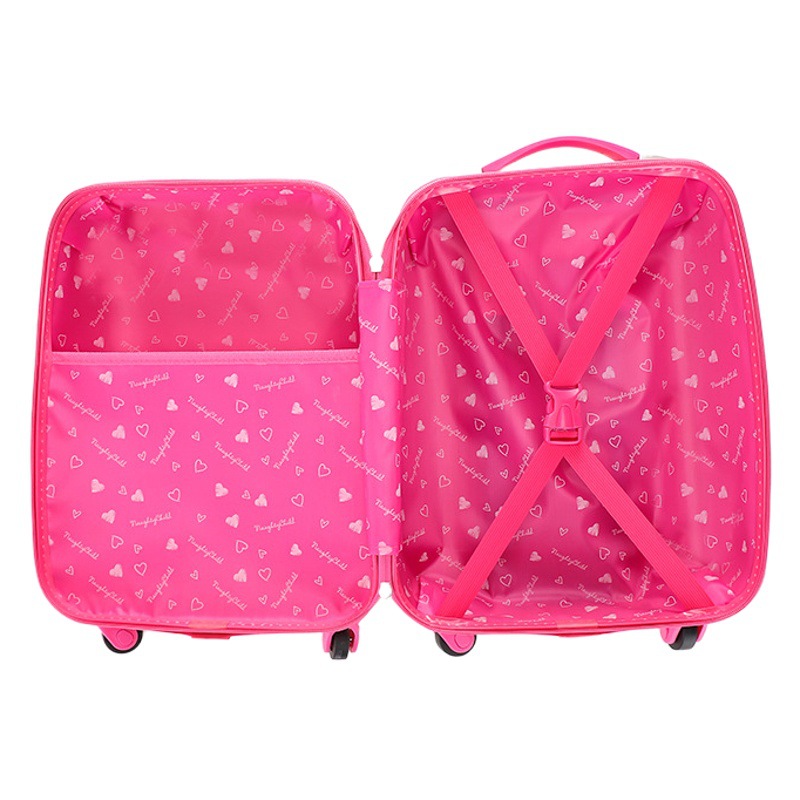 Estudiante de la escuela primaria mochila de 18 pulgadas de doble cara de dibujos animados cremallera equipaje rueda universal maleta de embarque niños caja de la carretilla