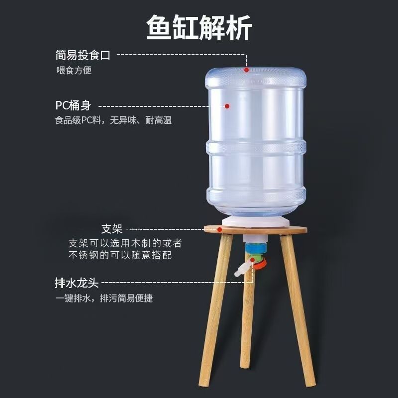 矿泉水桶养鱼水桶饮水机白色鱼缸自制创意改造纯净透明|undefined
