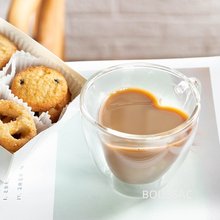 Double Wall Mug for Tea Heart Love Shaped Cup Glass跨境专供