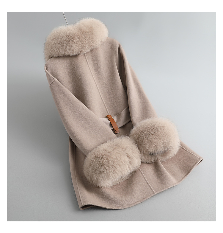 Women's Clothing Autumn And Winter New Style Fox Fur Collar Gao Rui Double Faced Cashmere Coat Women's Medium And Long Wool Double Faced Wool Coat_voghion.com
