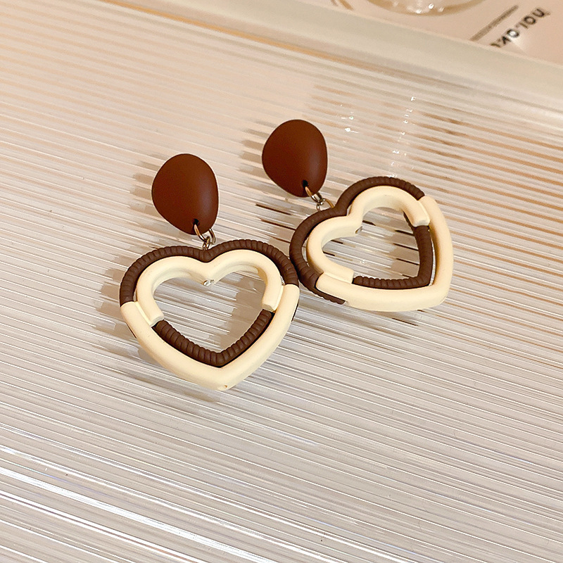 1 Pair Modern Style Heart Shape Plating Alloy Drop Earrings display picture 2