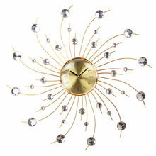 欧式简约钟表轻奢满天星金色铁艺挂钟玻璃挂表创意客厅豪华时钟大