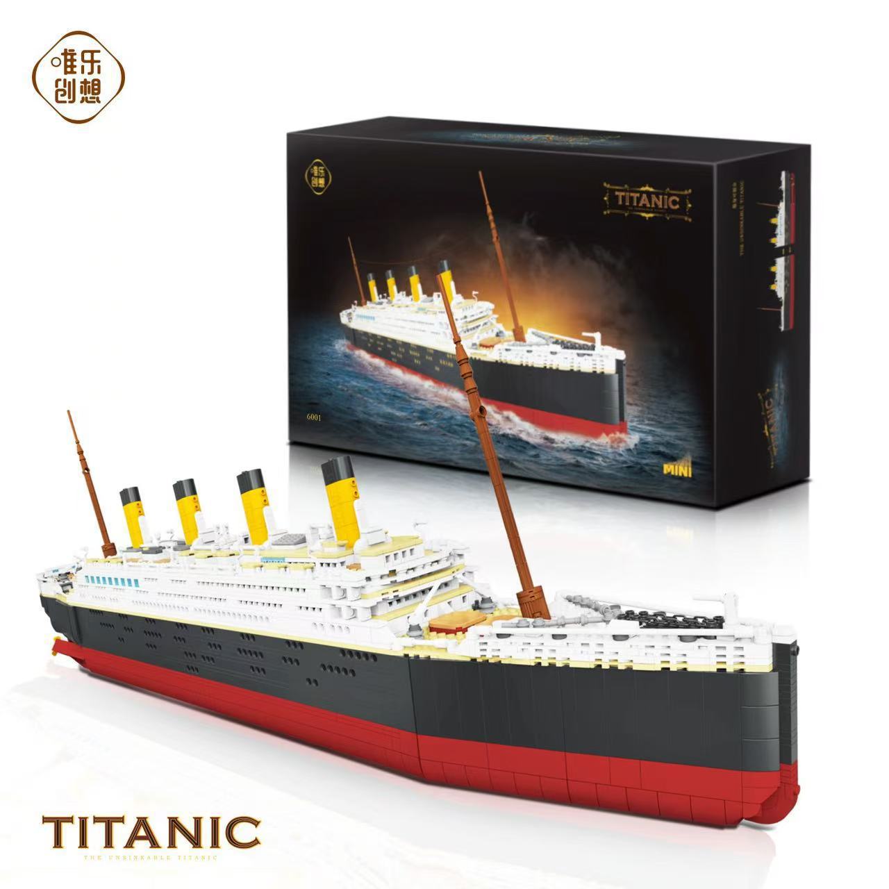 Pequeños bloques de partículas de WeiLi puzzle 6001 Titanic con iluminación ensamblaje adornos transfronterizos ensamblaje de alta dificultad