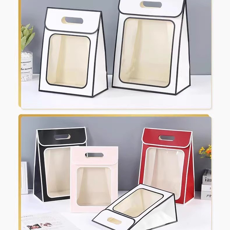 520情人节开窗翻盖手提袋玩具礼品鲜花橱窗袋伴手礼礼品袋包装盒