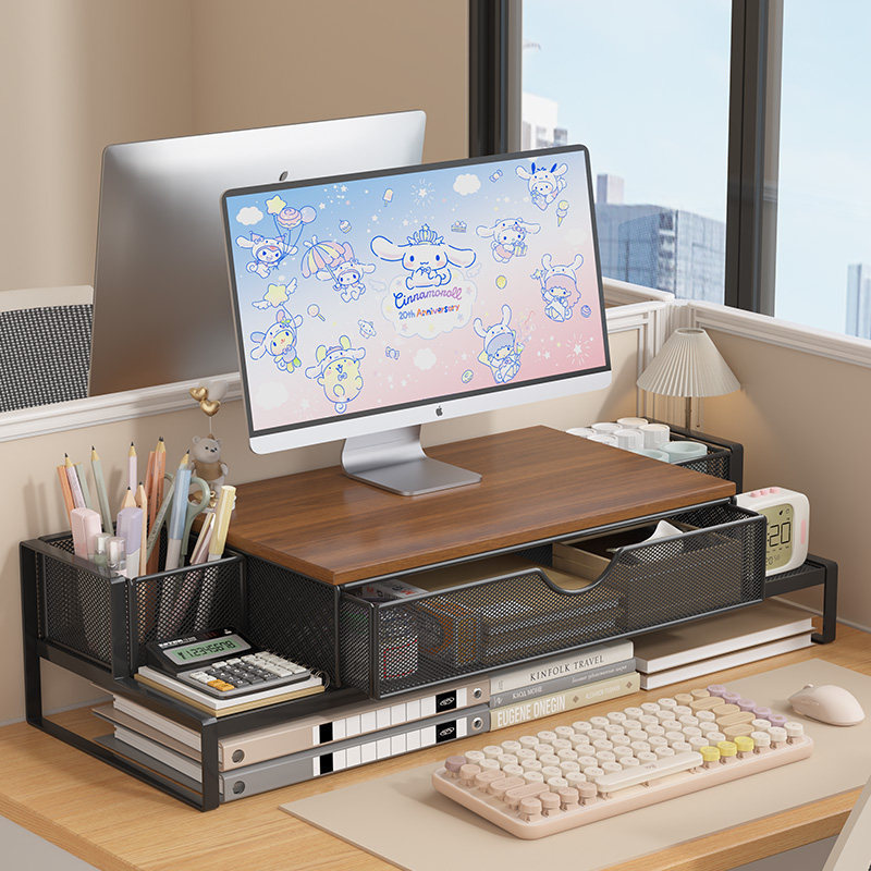 Computer Monitor Stand, Desktop Organizer, Office Workstation Keyboard Storage Rack