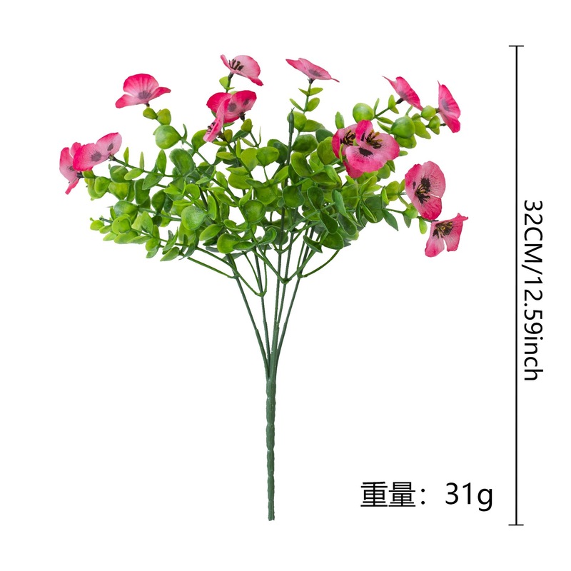 2025 アマゾンの新しい造花模擬花束プラスチックパンジーフラワーバーンフェンス小さな花束花畑の装飾|undefined
