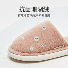 Women's Autumn/Winter Plush Slippers with Couples Foot-Massaging Sensation, Home Indoor Warmth, Men's Bedroom Anti-Odor, Anti-Slip Cotton Slippers