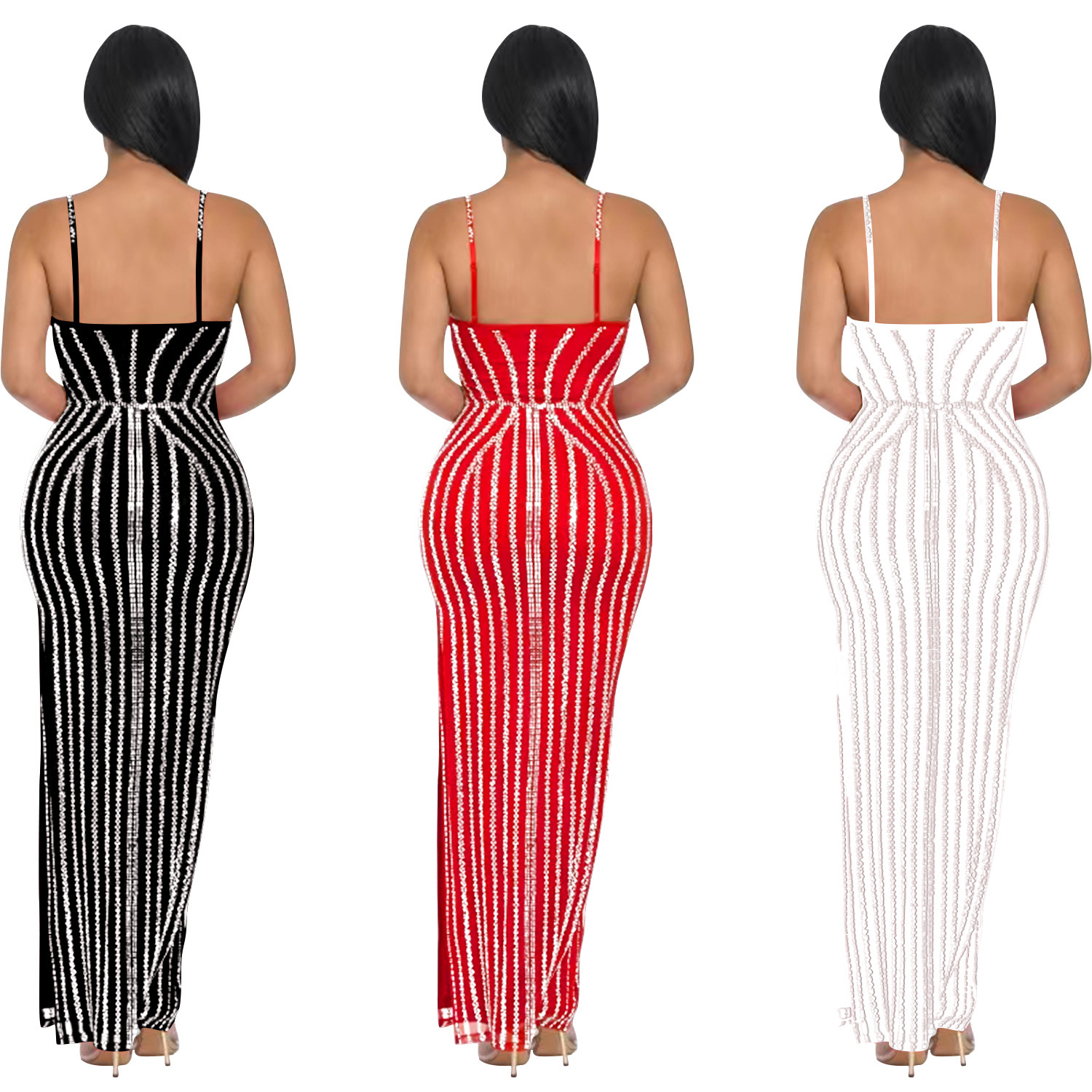 C6761 transfronterizo AliExpress Amazon de las mujeres de la moda europea y americana de color sólido envuelto pecho rhinestone vestido de la correa del vestido