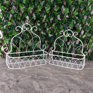 Vintage Wrought Iron Wall Hanging Flower Basket Old Simple Balcony Flower Rack Indoor Plant Rack Fleshy Storage Rack Flower Pot Rack