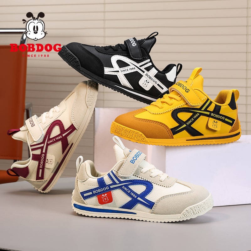 Babudou Boys' Shoes 2025 Autumn New Children's Leather Waterproof Board Shoes Medium and Large Children's Soft Sole Shoes Casual Shoes