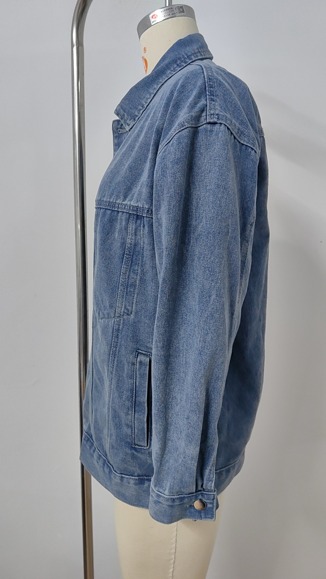 805g Weight Denim Jacket Outerwear Type Long Sleeve Sleeve Length Single Breasted Placket Type Denim Fabric Type Long Top Length Casual Occasion Turndown, Hooded Neckline Loose Fit Type Color Block Pattern Spring, Autumn Season Women's Gender Streetwear Style Women's Streetwear Color Block Single Breasted Denim Jacket 16