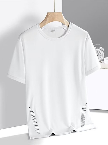 Summer Short-sleeve Ice Silk Seamless Men's High-end Jin Amine Quick-dry Casual Collared T-shirt Men's Top