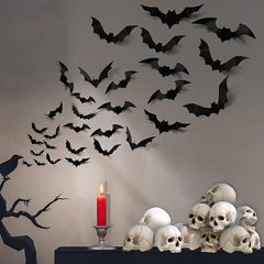 ハロウィーン黒コウモリ貼り装飾用品88匹1包3d立体コウモリ貼りパーティー装飾貼りコウモリ貼り