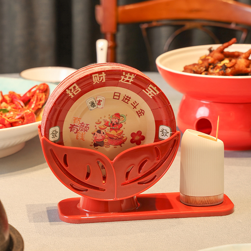 Plato desechable de hueso de 6 pulgadas de mesa de comedor casera, plato de papel de fiesta al por mayor, espesación desechable de hueso