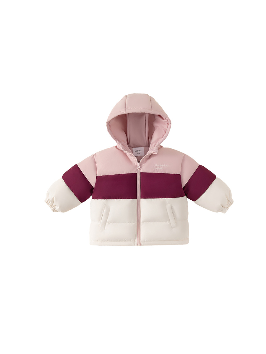 Yubao ropa infantil chaqueta de plumón para niños gruesa y suelta con capuchón blanco para niños de invierno chaqueta de plumón corta de colores