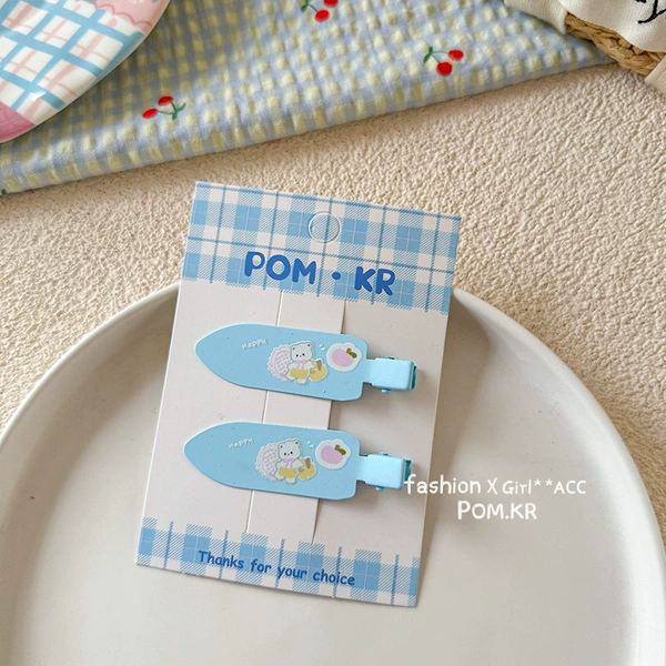 【3】Blue traceless print clip