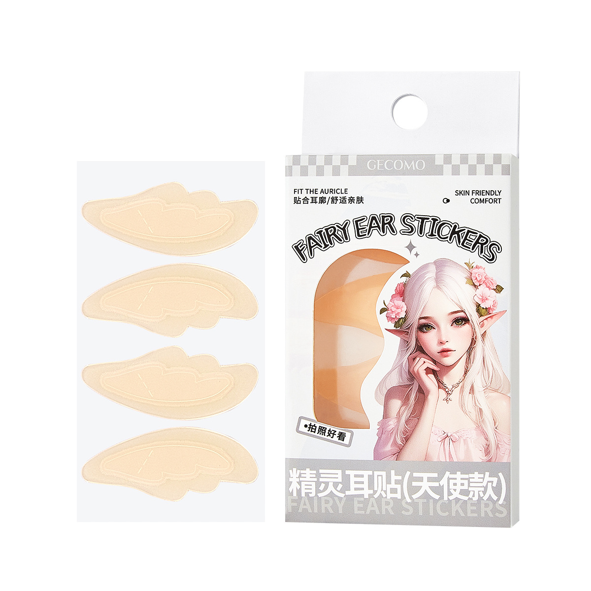 GECOMO Genie Ear Stick Ángel tipo de tarjeta de auriculares de contacto, foto de la lente, sin sensación de adhesión repetible, tarjeta de fijación