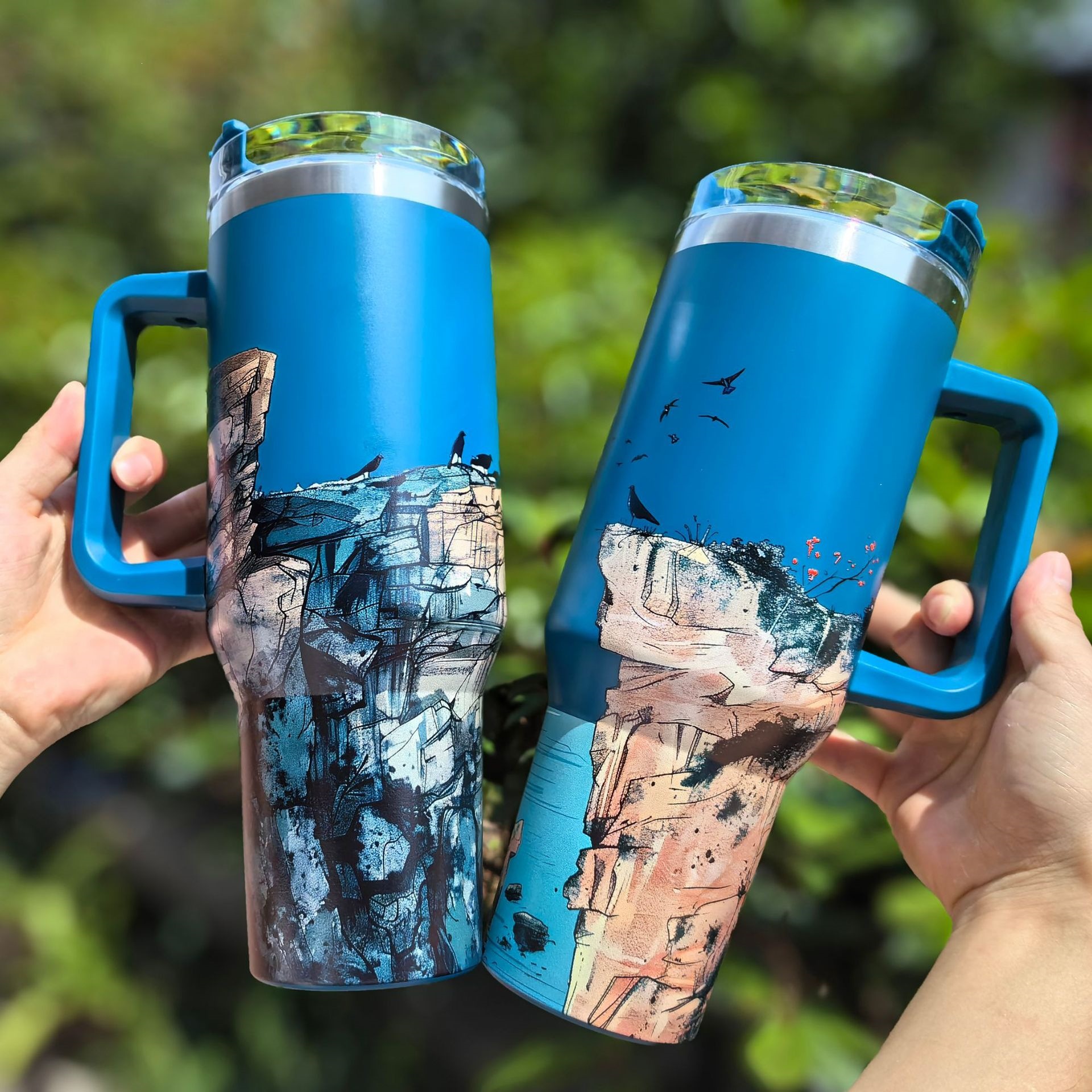 Una taza de automóvil transfronteriza 40 304 taza de acero inoxidable Big Mac de gran capacidad de taza de hielo 5D taza de agua